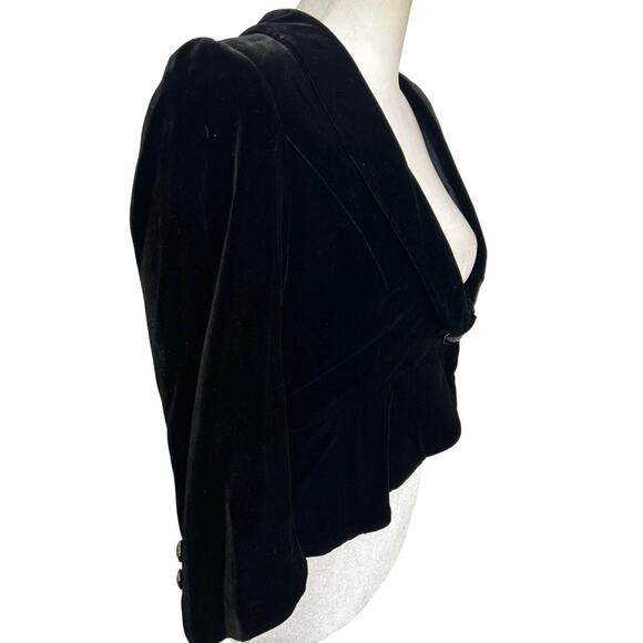 Y2K LOFT Black Velvet Silk Blend Crop Blazer Size 2 Dark Romantic Coquette Indie - Picture 8 of 15